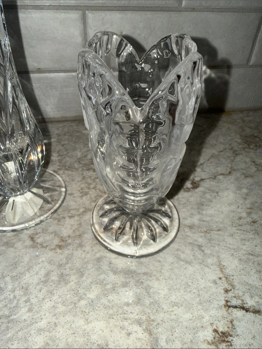 4 Vintage Clear Cut Crystal Glass Bud Flowers Vases decorative variety etched